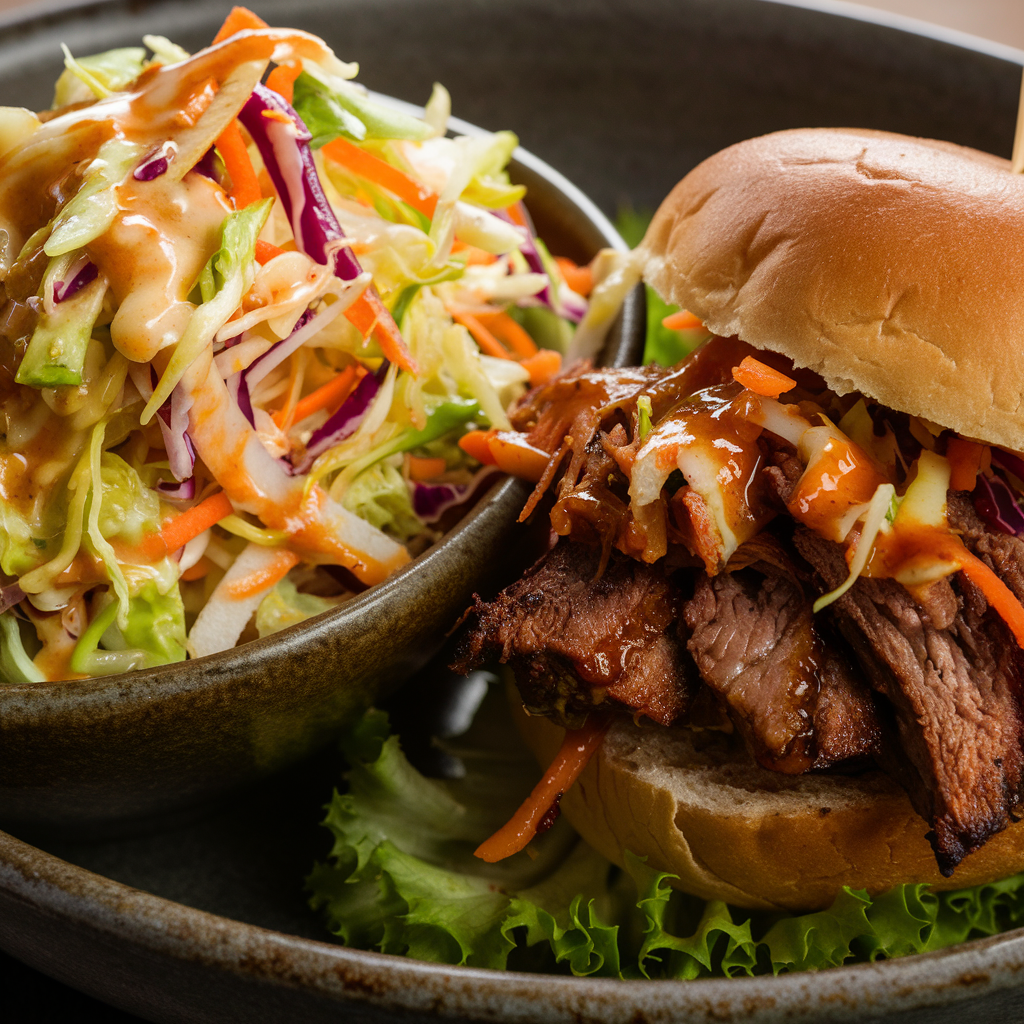 Coleslaw as a side for a brisket sandwich