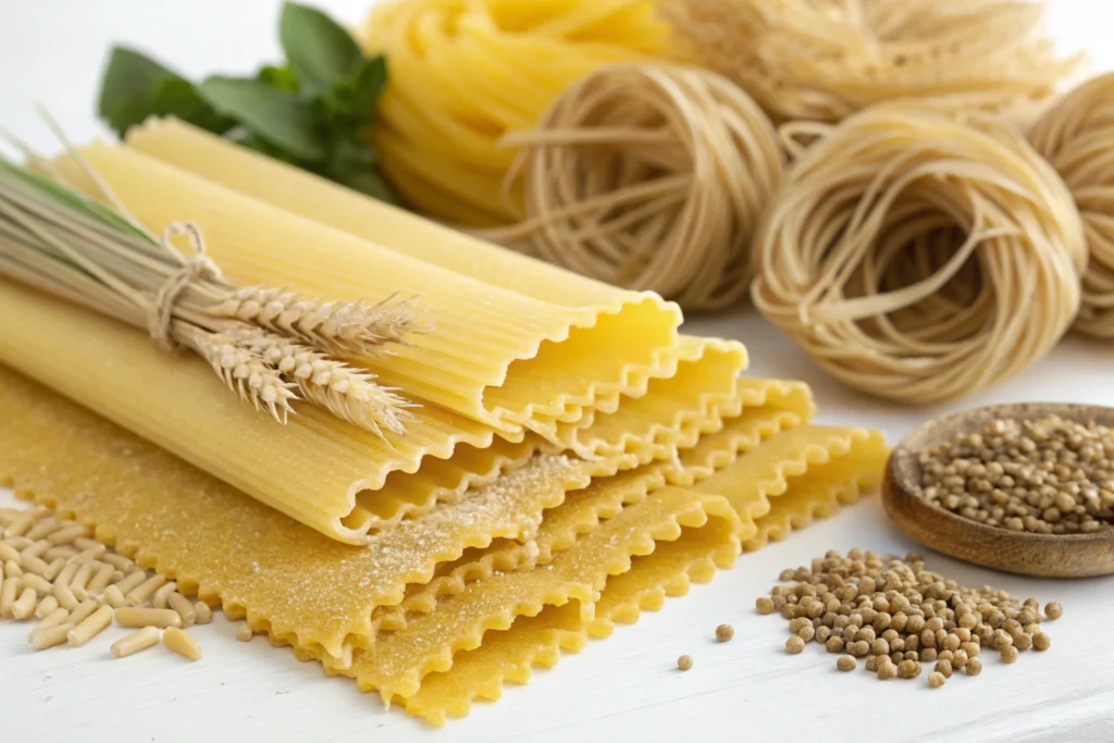 Gluten-free lasagna noodles made from various flours.