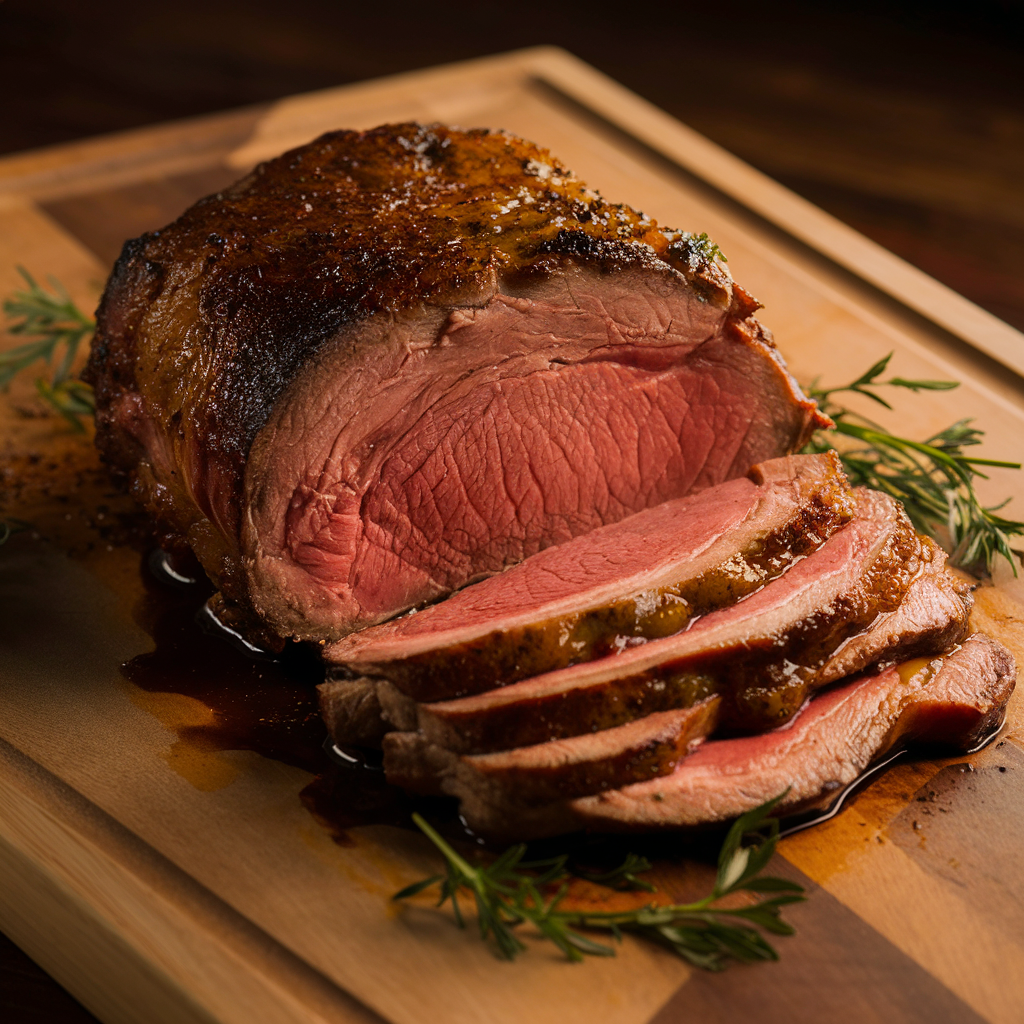 Sous vide prime rib with a perfect pink center