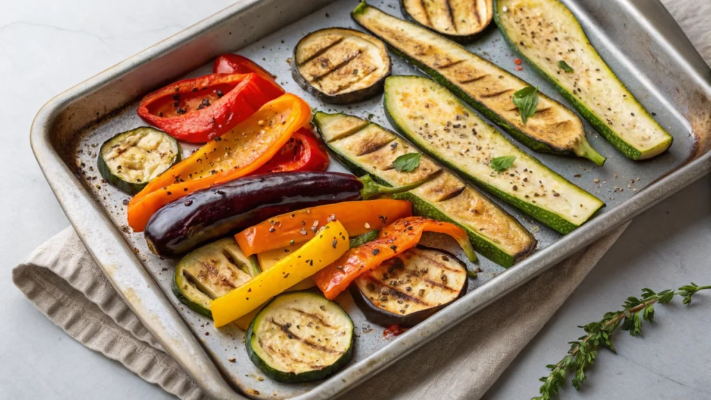 Roasted vegetables prepared for lasagna