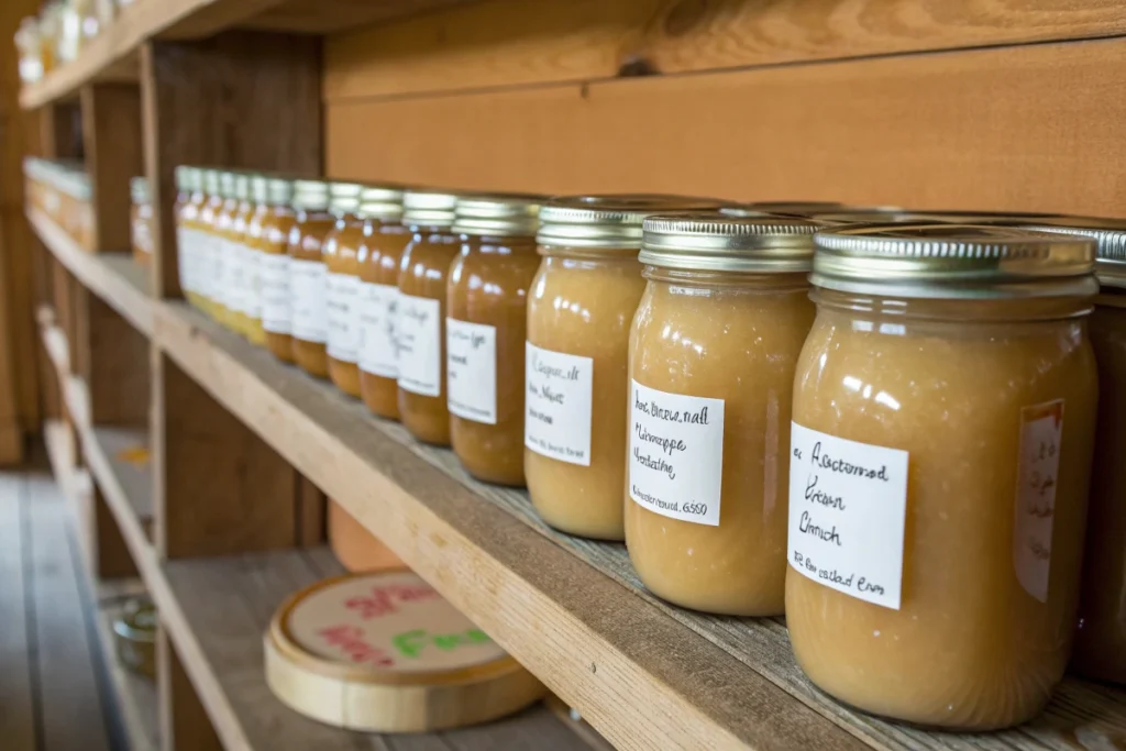 Applesauce Stored In Jars