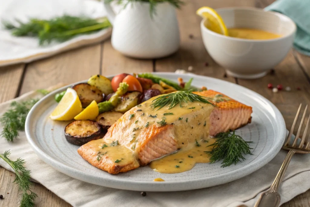 Baked Salmon Fillet Dijon Dish