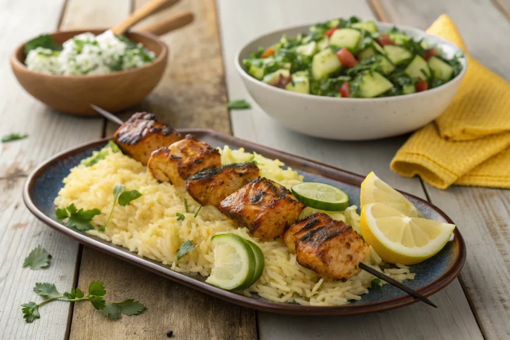 Kabobs And Side Dish Presentation
