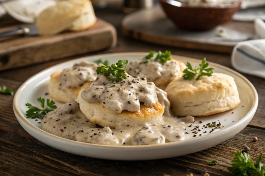 Sausage Gravy And Biscuits Breakfast